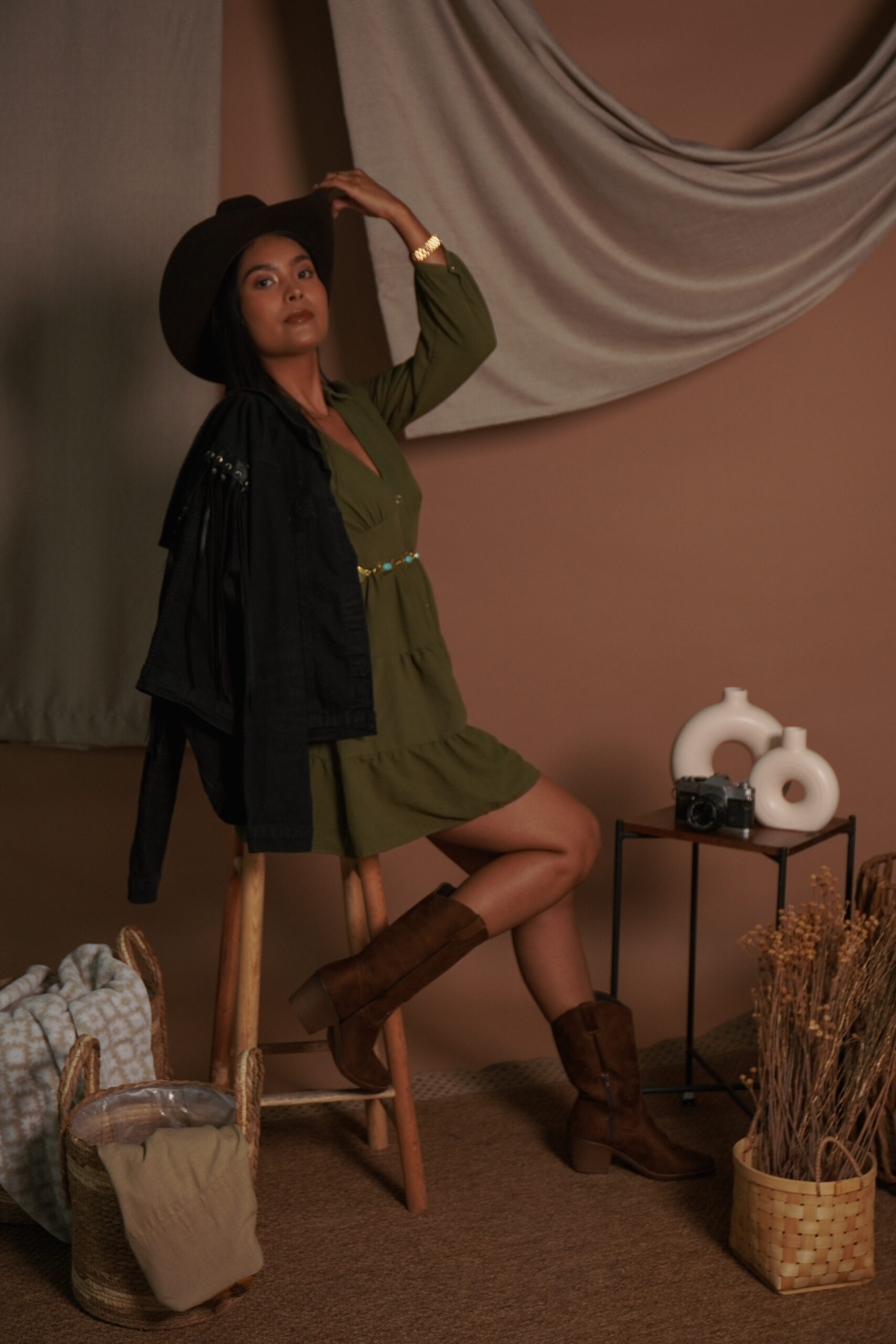 Model Karina Araujo in a shoot for the New Face agency
