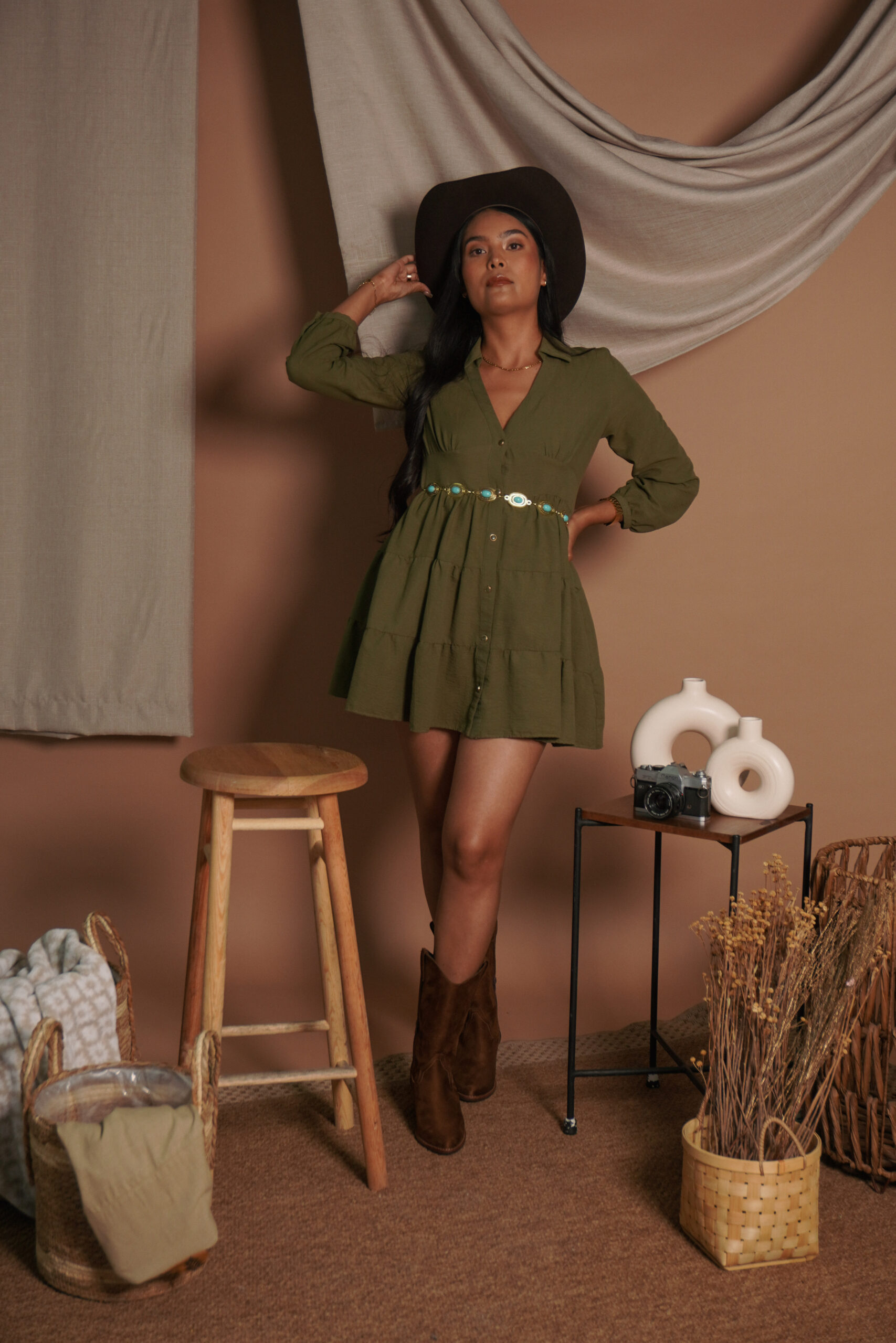 Model Karina Araujo in a shoot for the New Face agency